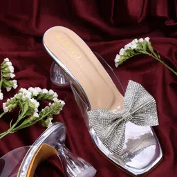 KLEXIO Embellished Open Toe Block Heels-46