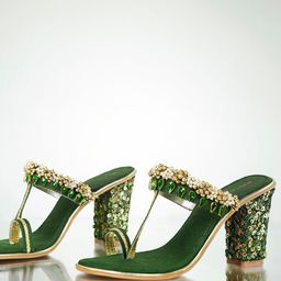 Signature Sole Ethnic Embellished One Toe Block Heels-27