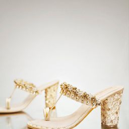 Signature Sole Ethnic Embellished One Toe Block Heels-43