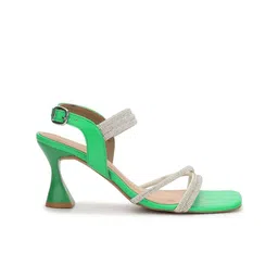Truffle Collection Embellished Open Toe Block Heels image 3