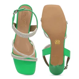 Truffle Collection Embellished Open Toe Block Heels image 4
