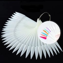 RANORE Set Of 50 False Display Nail Art Wheel Polish Practice Tips-Sticks Tools- White image 2