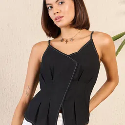 Kibo Shoulder Straps Pleated Top-image-88