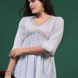 Ramas Mirror Work V-Neck Top-image-63