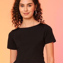 Globus Black Styled Back Crop Top-image-55