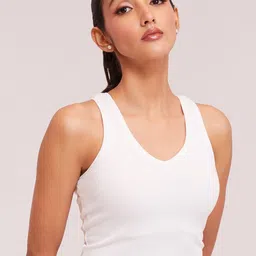 BerryBird Cotton V-Neck Sleeveless Opaque Fitted Crop Top-picture-48