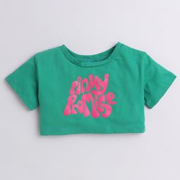 AWW HUNNIE Girls Typography Printed Round Neck Short Sleeves Crop Boxy T-shirt-image-20