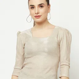 Crimsoune Club Women Cream-Coloured Self Design Top-image-53