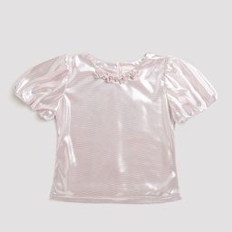 Tiny Girls Puff Sleeves Bling & Sparkly Sheen Top-image-77