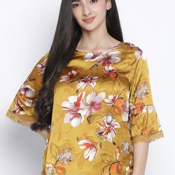 Oxolloxo Mustard Yellow & White Floral Regular Top-picture-19