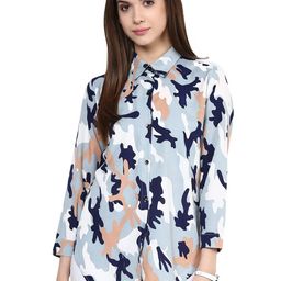 Zima Leto Printed Shirt Collar Long Sleeves Shirt Style Longline Top-image-18