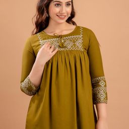 AVAYAYAT Embroidered A-Line Top-image-5
