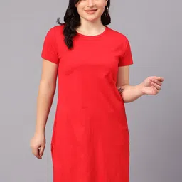 Fleximaa Round Neck Cotton Longline Top-18
