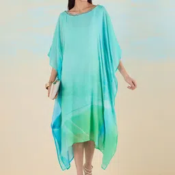 navyasa by liva Tie and Dye Kimono Sleeve Liva Kaftan Longline Top-picture-25