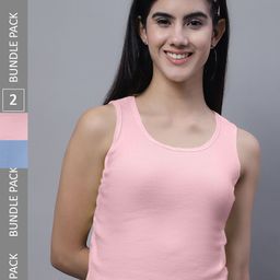 FBAR Pack Of 2 Sleeveless Bio Washed Pure Cotton Tank Tops-picture-40