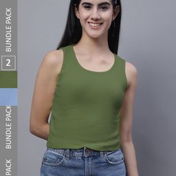FBAR Pack Of 2 Round Neck Cotton Crop Tank Tops-image-65