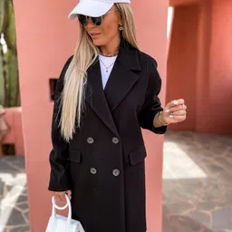 Stylecast X KPOP Black Notched Lapel Collar Overcoat-image-59