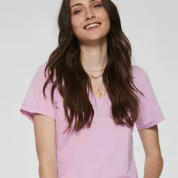 COLOR CAPITAL V-Neck Short Sleeves Top-57