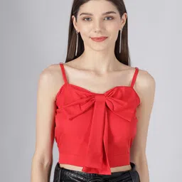 BAESD Shoulder Straps Bow Detail Crop Top-image-57