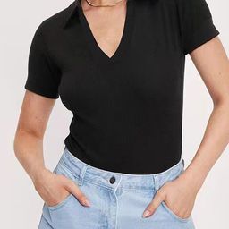 LULU & SKY Ribbed Polo Collar Bodysuit-picture-54