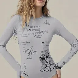 LULU & SKY Typography Print Long Sleeves Bodysuit-image-3