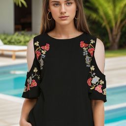 RARE Floral Print Cold Shoulder Top-image-38