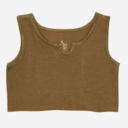 KiddoPanti Girls Olive Green Tank Crop Top-picture-17