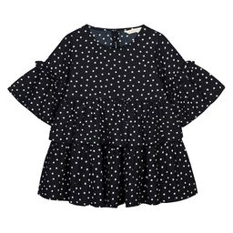 Budding Bees Girls Black & White Polka Dots Print Top-image-81