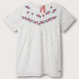 Blue Giraffe Girls Floral Embroidered Pure Cotton Top-image-106