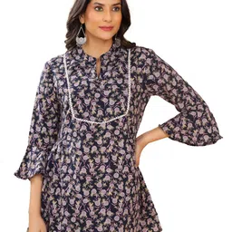 BAESD Mandarin Collar Floral Print Mandarin Collar Cotton Top-image-21