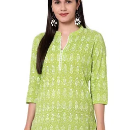 BAESD Floral Print Mandarin Collar Cotton Top-34