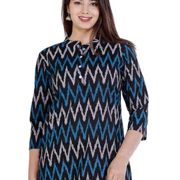 BAESD Chevron Printed Mandarin Collar Cotton Top-image-4