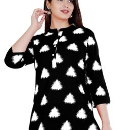 BAESD Abstract Printed Mandarin Collar Cotton Top-image-15