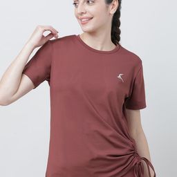 Lovable Sport Round Neck Short Sleeves Ruched Top-43