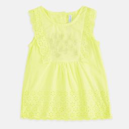 Pantaloons Baby Girls Yellow Self Design A-line Top-picture-7