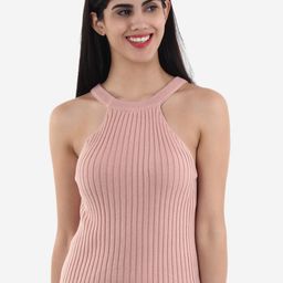 Chemistry Ribbed Halter Neck Pure Cotton Fitted Top-image-27