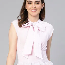 Oxolloxo Tie-Up Neck Cotton Top-picture-26