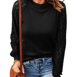 StyleCast Black Self Design Raglan Sleeves Cotton Top-image-68