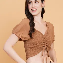 IX IMPRESSION Sweetheart Neck Puff Sleeve Smocked Crop Top-image-31