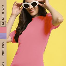 Fabflee Pack Of 2 High Neck Puff Sleeves Top-image-102