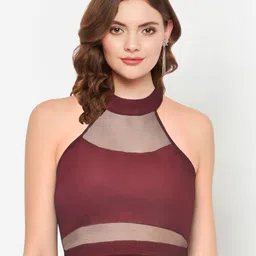 Martini Halter Neck Sheer Scuba Crop Fitted Top-picture-19