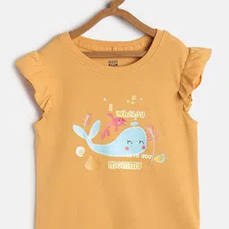 MINI KLUB Girls Mustard Yellow & Blue Printed Regular Top-picture-7