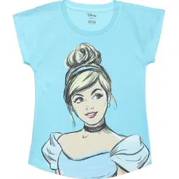 Wear Your Mind Girls Cinderalla Printed Cap Sleeves Cotton Top-image-88