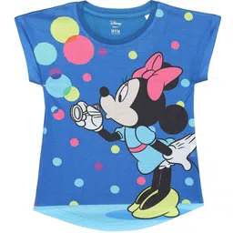 Wear Your Mind Girls Minnie Mouse Graphic Printed Cap Sleeves Cotton Top-image-89