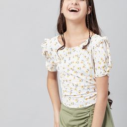 Athena Girl White Floral Print Top-42