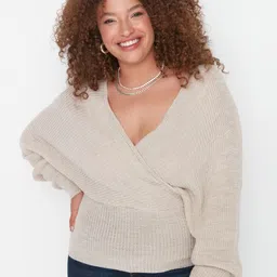 Trendyol Self Design V-Neck Wrap Top-image-97