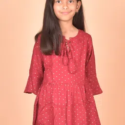BAESD Girls Printed Tie-Up Neck Bell Sleeve Rayon A-Line Top-picture-22
