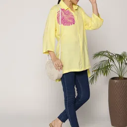 LetsDressUp Floral Printed Shirt Collar Tunic-14