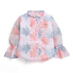 Tiny Girl Floral Print Bell Sleeve Blouson Top-image-64