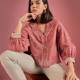DressBerry Print Crepe Blouson Top-image-41